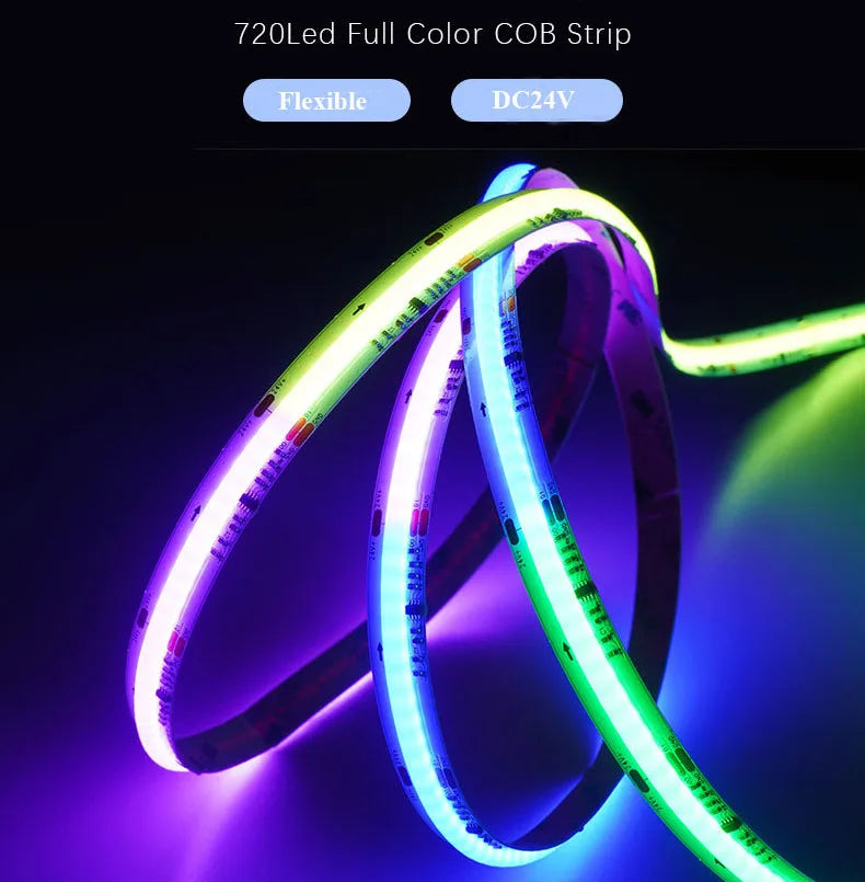 Brilliant Flexible Dream Color Changeable 720LED RGB COB Smart Light Strings App Control Musical Cuttable WS2811 IP20 5M/Roll