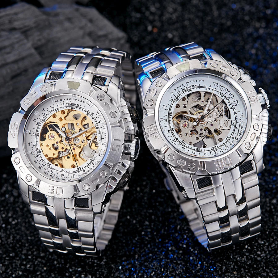 Relogio Mechanical Watch Silver, Gold Watches Creative