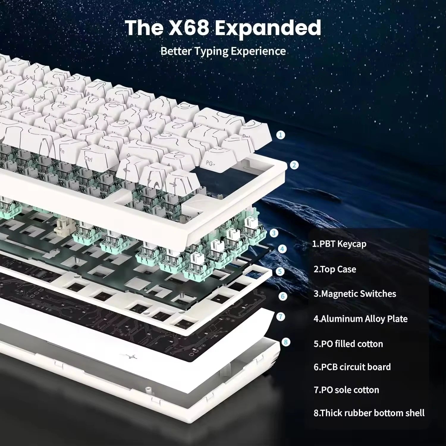 Attack Shark X68 Wired RGB 8KHz Gaming Keyboard