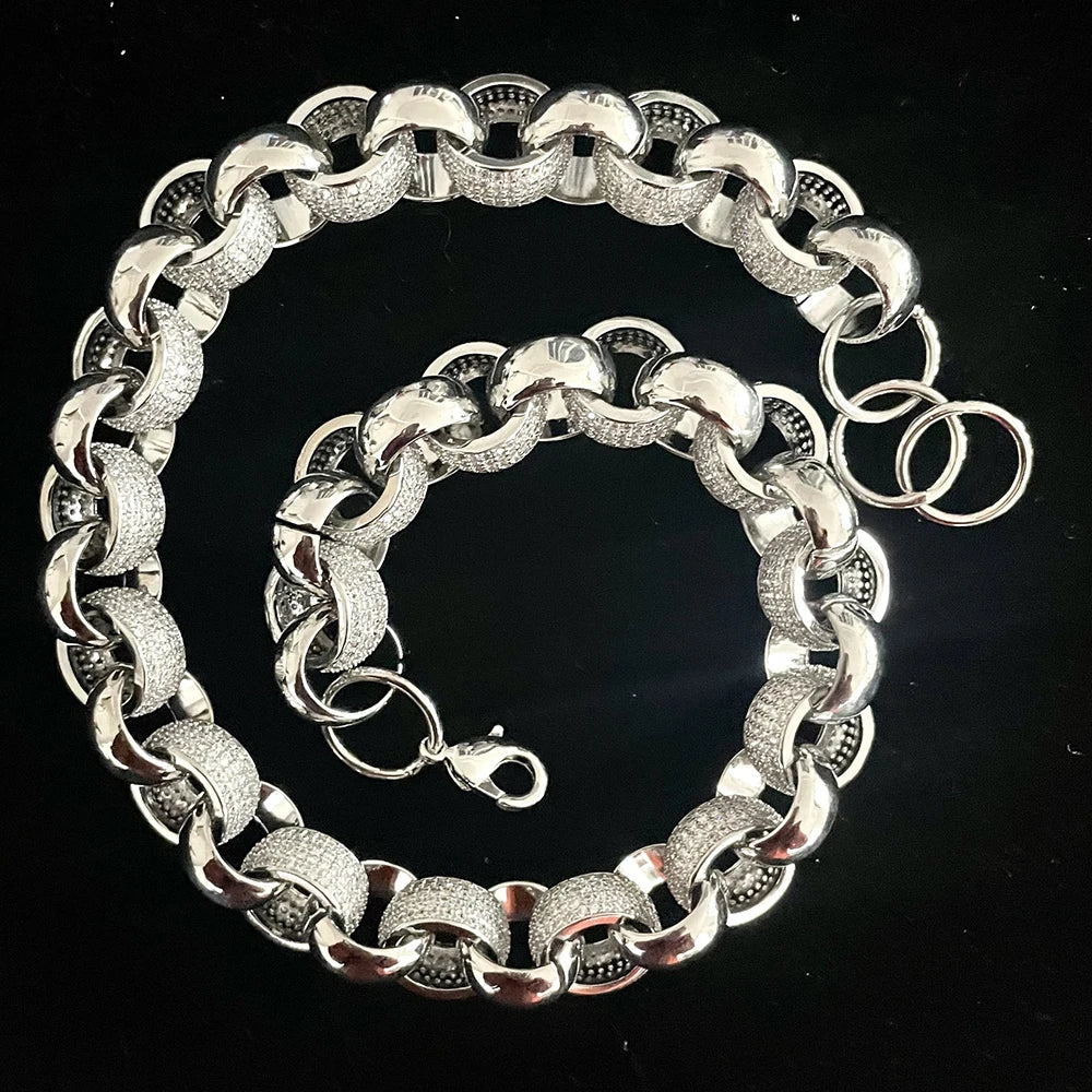Icedminer 20mm O Chain Iced Out Cuban Chain Necklaces for Men Women Bling Zircon Link Cuban Hip Hop Jewelry Free Shipping