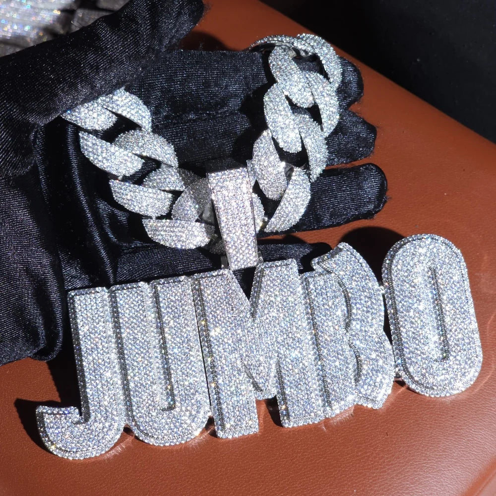 Custom Name Pendant Iced Out CZ Stones 22mm Cuban Chain