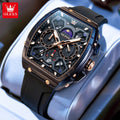 OLEVS Original Hollow Out Waterproof Watch Moon Phase Silicone Strap