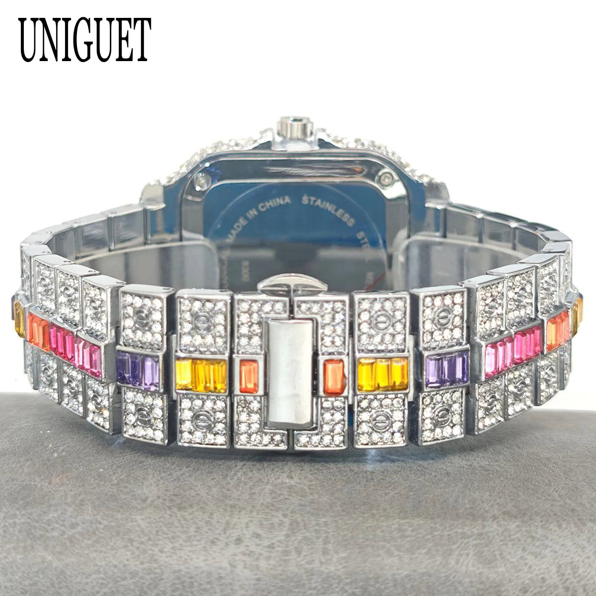 Rainbow Diamond Watches Men Fashion Full Ice