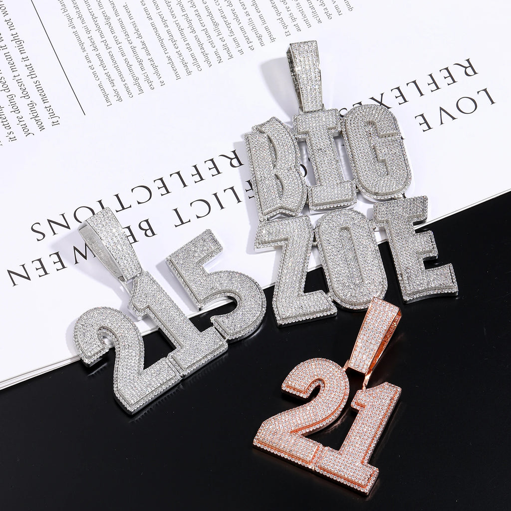 Custom Name Pendant Iced Out CZ Stones 22mm Cuban Chain
