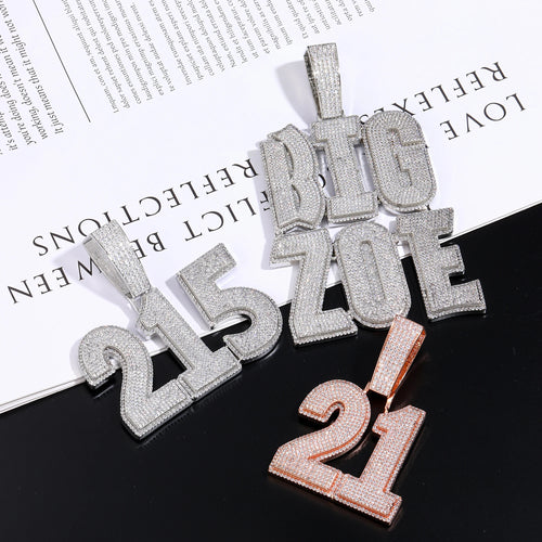 Custom Name Pendant Iced Out CZ Stones 22mm Cuban Chain