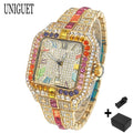 Rainbow Diamond Watches Men Fashion Full Ice