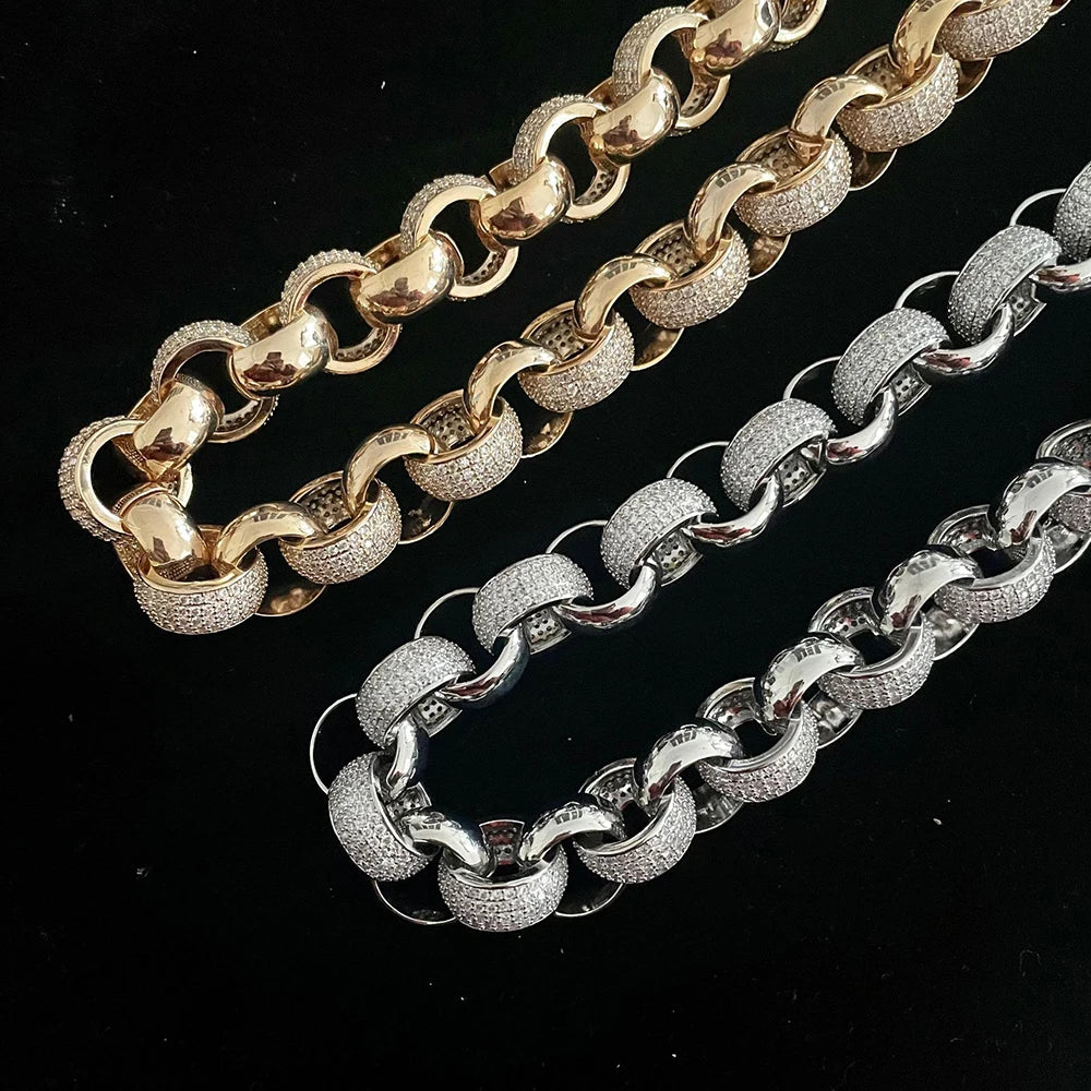 Icedminer 20mm O Chain Iced Out Cuban Chain Necklaces for Men Women Bling Zircon Link Cuban Hip Hop Jewelry Free Shipping
