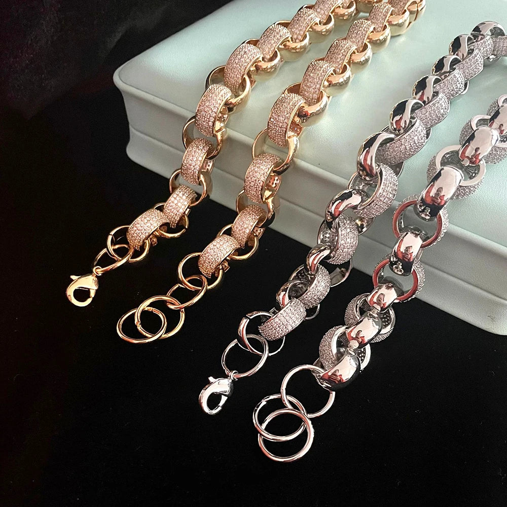 Icedminer 20mm O Chain Iced Out Cuban Chain Necklaces for Men Women Bling Zircon Link Cuban Hip Hop Jewelry Free Shipping