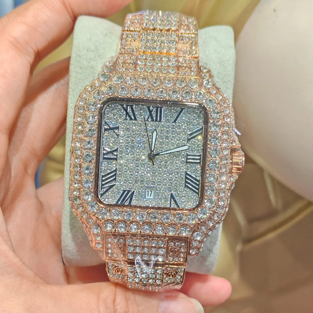 Classic Iced Out Quartz Watch Men Full Diamond