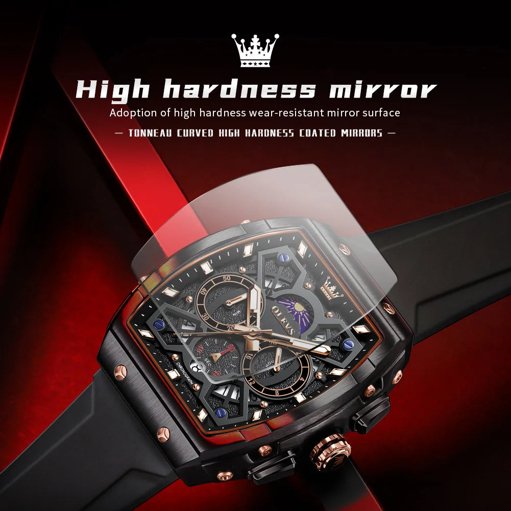 OLEVS Original Hollow Out Waterproof Watch Moon Phase Silicone Strap